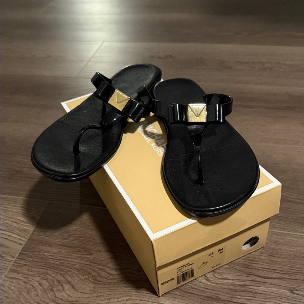 Michael Kors Black Jelly Thong Sandals